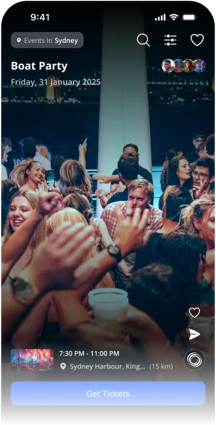 Image of phone screen showing a feed of events to attend